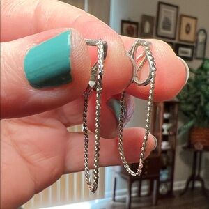 Dainty Vintage Silver Chain Clip-on Earrings